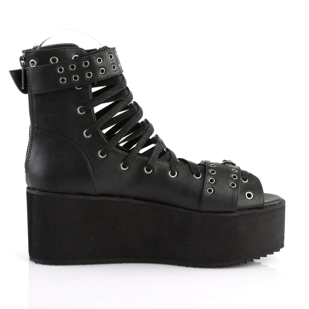 Demonia Black Vegan Leather 2.8" Platform Sandals* 6 Demonia Black Vegan Leather 2.8" Platform Sandals*