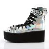 Demonia Shoes Silver Hologram Vegan Leather 2.8" Platform Sandals*