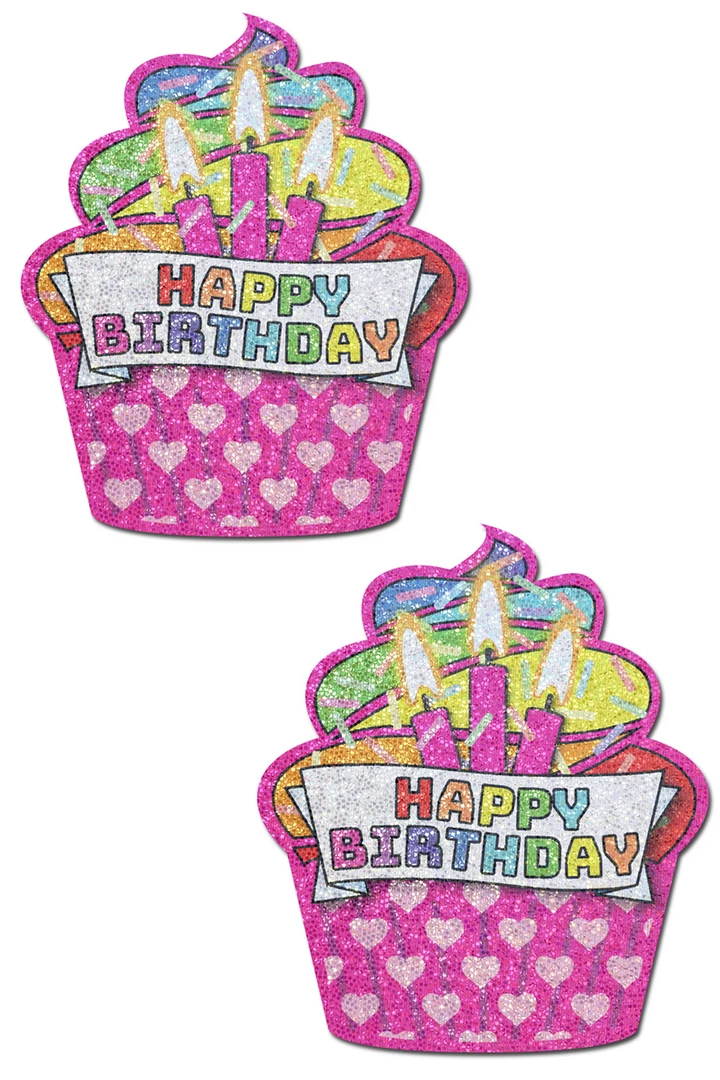 Pastease Accessories Pink Glitter Happy Birthday Nipple Pasties 3 Pastease Accessories Pink Glitter Happy Birthday Nipple Pasties