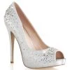 Fabulicious 5" Heel Silver Shimmering Platform Peep Toe Pump Shoes