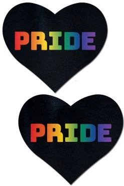 Pastease Rainbow Pride On Black Heart Nipple Pasties Rainbow Clothing