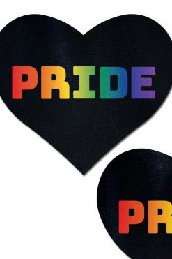 Pastease Rainbow Pride On Black Heart Nipple Pasties Rainbow Clothing 6 Pastease Rainbow Pride On Black Heart Nipple Pasties Rainbow Clothing