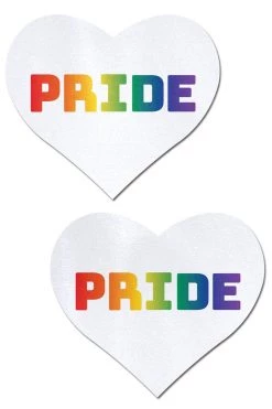 Pastease Gay Pride White Hearts Nipple Pasties Rainbow Clothing