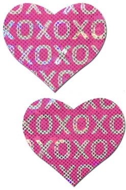 Pastease Pink & White XOXO Heart Nipple Pasties Lingerie