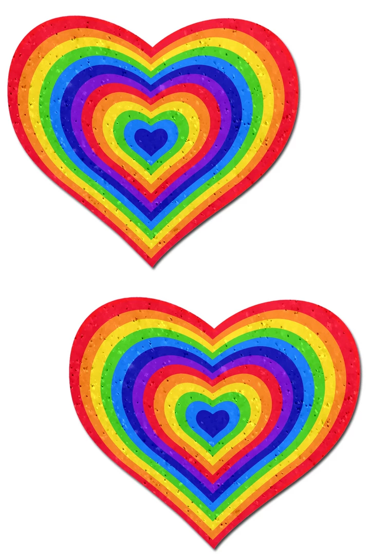 Pastease Velvet Rainbow Pumping Heart Nipple Pasties Rainbow Clothing 3 Pastease Velvet Rainbow Pumping Heart Nipple Pasties Rainbow Clothing
