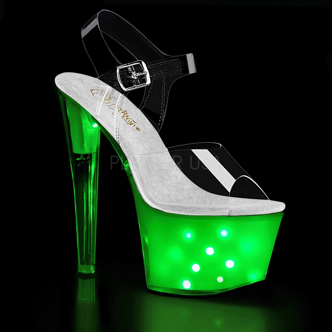 Pleaser Shoes 7" Heel Clear/White LED Illuminated Platforms* 4 Pleaser Shoes 7" Heel Clear/White LED Illuminated Platforms*