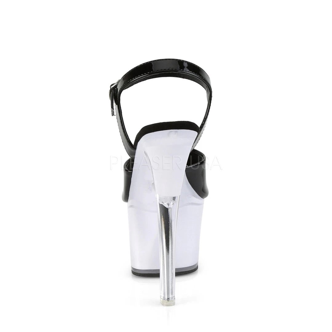 Pleaser Shoes 7" Heel Black/White LED Illuminated Platforms* 6 Pleaser Shoes 7" Heel Black/White LED Illuminated Platforms*