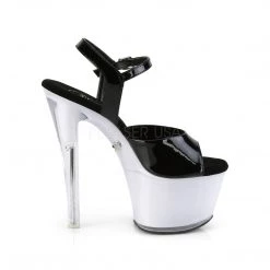 Pleaser Shoes 7" Heel Black/White LED Illuminated Platforms*