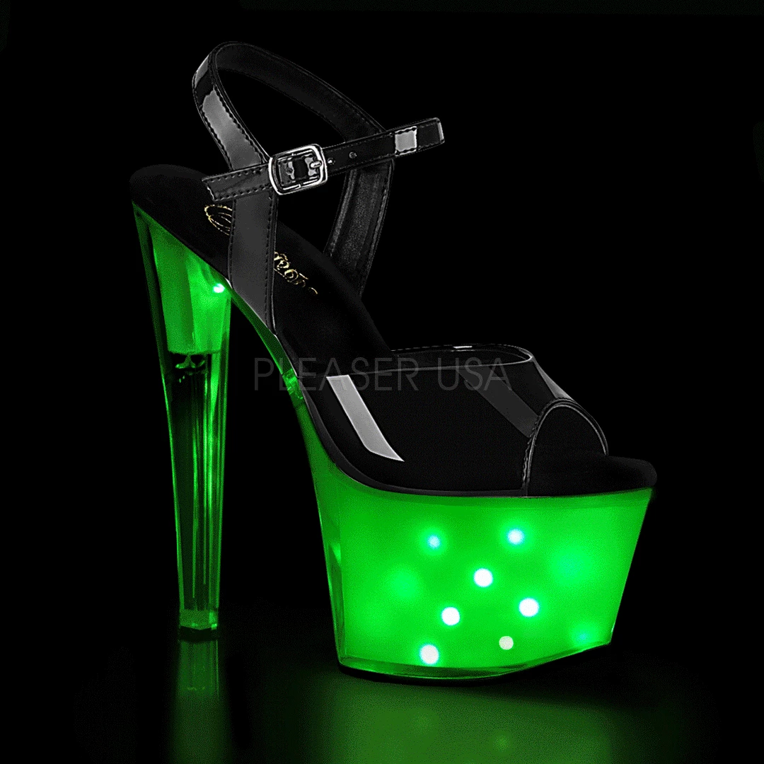 Pleaser Shoes 7" Heel Black/White LED Illuminated Platforms* 4 Pleaser Shoes 7" Heel Black/White LED Illuminated Platforms*