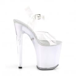 Pleaser 8" Heel Clear/White LED Illuminated Platforms* Shoes