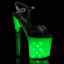 Pleaser Shoes 8" Heel Black/White LED Illuminated Platforms*