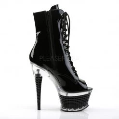 Pleaser 6" Black Peep Toe Lace-Up Ankle Boot* Shoes 9 Pleaser 6