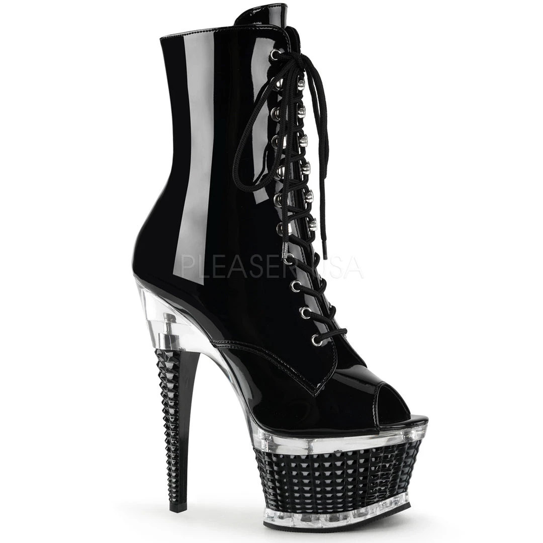 Pleaser 6" Black Peep Toe Lace-Up Ankle Boot* Shoes 3 Pleaser 6" Black Peep Toe Lace-Up Ankle Boot* Shoes