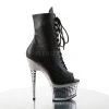 Pleaser 6" Heel Black/Silver Lace-Up Faux Leather Ankle Boot* Shoes