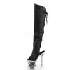Pleaser 6 Heel Black Platform Open Toe Thigh Boots*