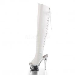 Pleaser 6 Heel White Platform Open Toe Thigh Boots*