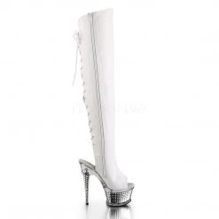 Pleaser 6 Heel White Platform Open Toe Thigh Boots*