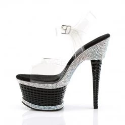Pleaser 6.5" Clear/Black Ankle Strap Heels* Shoes