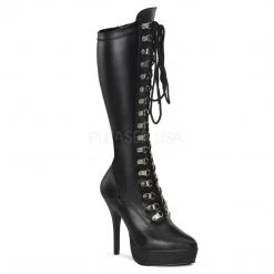 Devious 5 1/4" Lace-Up Stretch Platform Knee High Boot* Shoes