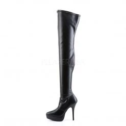 Devious 5 1/4" Black Stretch Platform Thigh Boot*