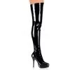 Devious 5 1/4" Black Stretch Platform Patent Leather Thigh Boot* Shoes