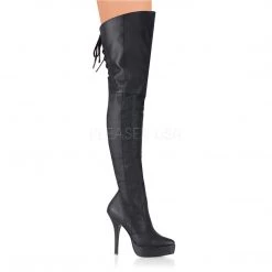 Devious Shoes 5 1/4" Black Platform Thigh Boot With Back Lace Ties*