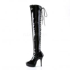 Devious 5 1/4" Back Lace-Up Stretch Platform Patent Leather Thigh Boot* Shoes