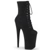 Pleaser Shoes 9" Heel, Blk Faux Suede Platform Lace-Up Front Ankle Boot, Side Zip*