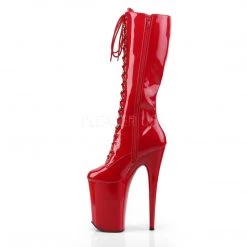 Pleaser 9" Heel Lace-Up Red Knee High Boots*