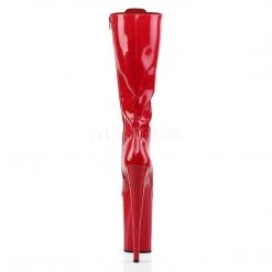 Pleaser 9" Heel Lace-Up Red Knee High Boots*