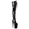 Pleaser 9" Heel Black Platform Lace-Up Thigh High Boots*