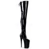 Pleaser 9" Heel Black Platform Open Back Lace-Up Boots* Shoes