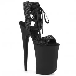 Pleaser 9" Heel Black Lace-Up Sandal Platform Shoes*