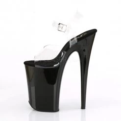 Pleaser 9" Clear/Black Ankle Strap Pumps* Shoes