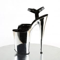 Pleaser Shoes 9" Black/Silver Ankle Strap High Heels*