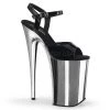 Pleaser Shoes 9" Black/Silver Ankle Strap High Heels*