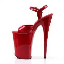 Pleaser Shoes 9" Red Ankle Strap Pumps*