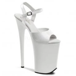 Pleaser 9" White Ankle Strap High Heels*