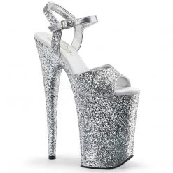 Pleaser Shoes Silver 9" Glitter Pumps*