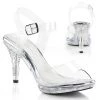 Fabulicious 3.75" Heel Clear Platform Ankle Strap Sandal W/ Rhinestone Butterfly Shoes