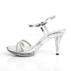 Fabulicious 3.75" Heel Silver Metallic Slingback Sandal W/ Rhinestone Butterfly