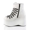 Demonia White Vegan Leather 4.5" Platform Front Lacting Boots*