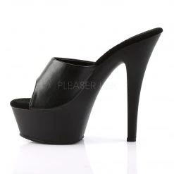 Pleaser 6" Spike Heel Black Faux Leather Sandal Shoes*