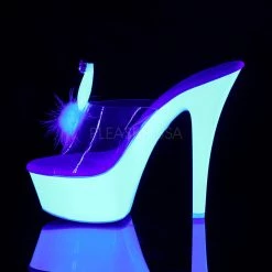 Pleaser 6" Clear/White Platform Slide Heels* Shoes