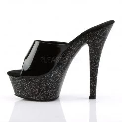 Pleaser 6" Heel Black Platform Slide Glitter Shoes*