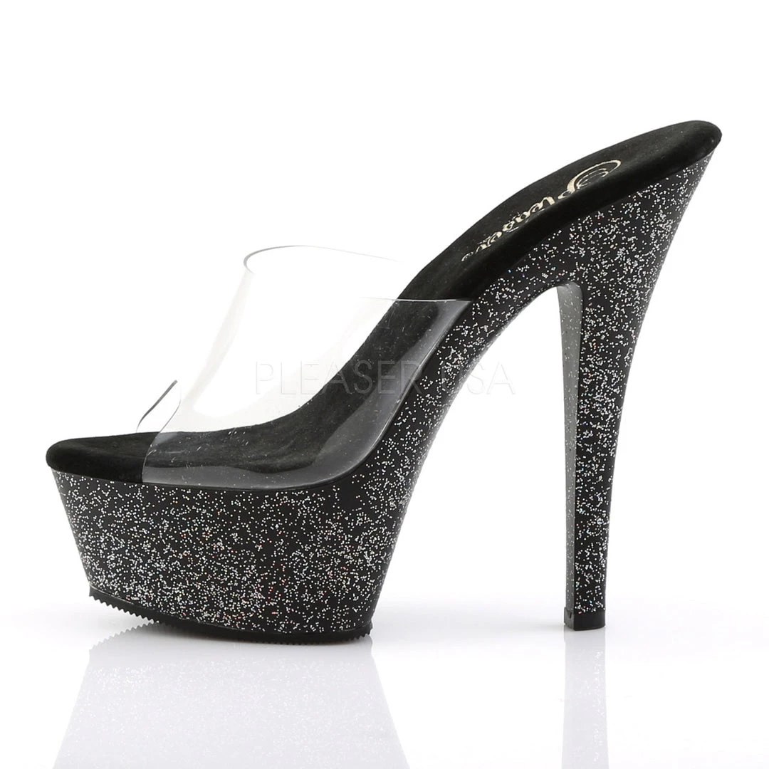 Pleaser 6" Clear/Black Glitter High Heels* 4 Pleaser 6" Clear/Black Glitter High Heels*