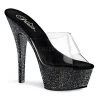 Pleaser 6" Clear/Black Glitter High Heels*