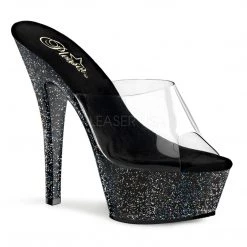 Pleaser 6" Clear/Black Glitter High Heels*