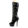 Pleaser 6" Heel Buckle Black Knee Boots W/ 1.8" Platform* Shoes