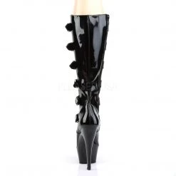 Pleaser 6" Heel Buckle Black Knee Boots W/ 1.8" Platform* Shoes